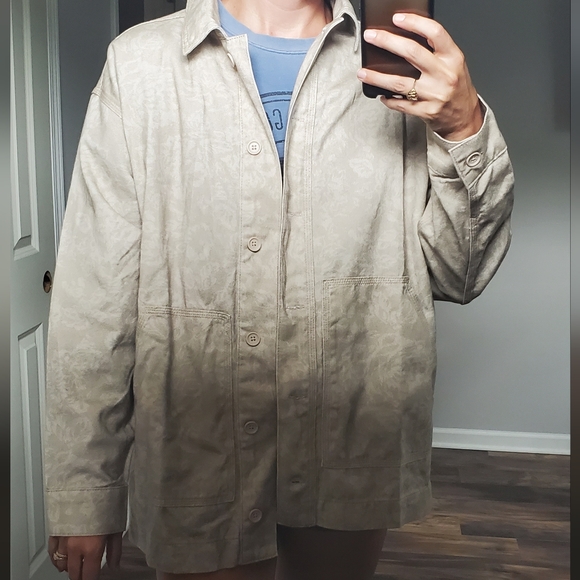 TOPSHOP CREAM FLORAL PRINT COTTON COLLARED JACKET - Picture 2 of 10